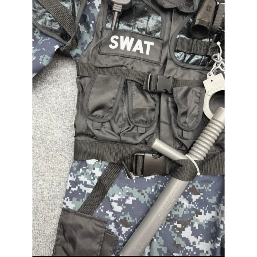 Teetot Kids SWAT Police Officer Costume Digital Camo Tactical Vest Set Size 5-6